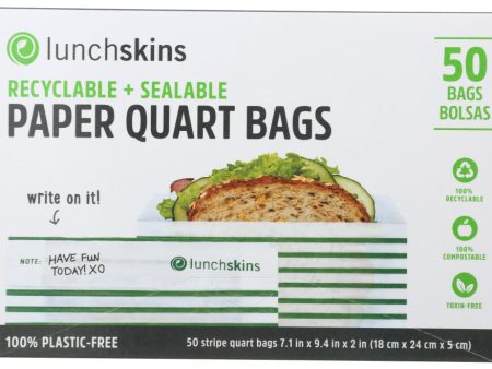 BAG LUNCHSKINS QUART GREEN STRIPE   50CT   865772000494 Cheap