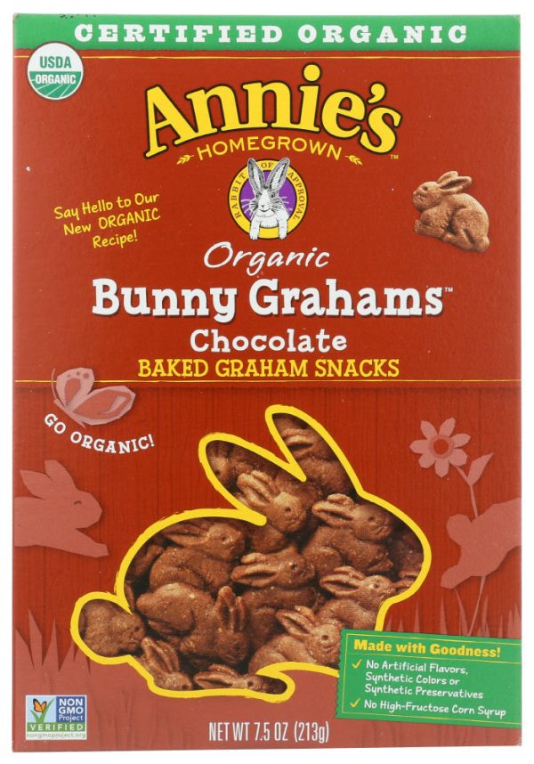 Annie s Homegrown Bunny Grahams - Chocolate Graham Snacks    013562000173 Fashion