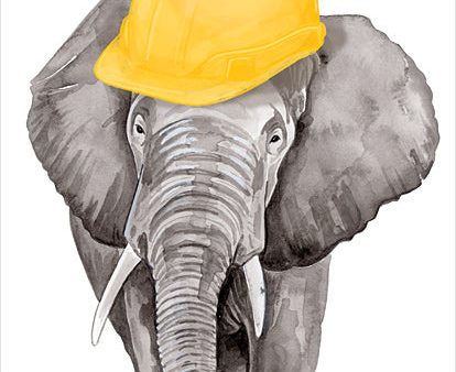 RN421 - Construction Elephant - 12x16 For Cheap